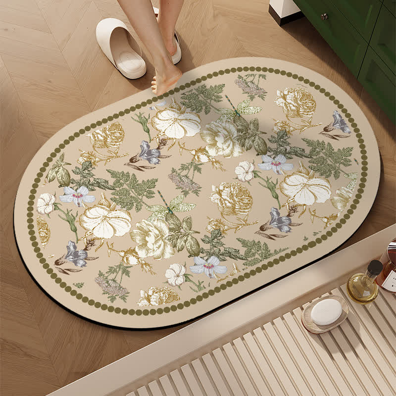 Low-profile diatomaceous earth bath mat