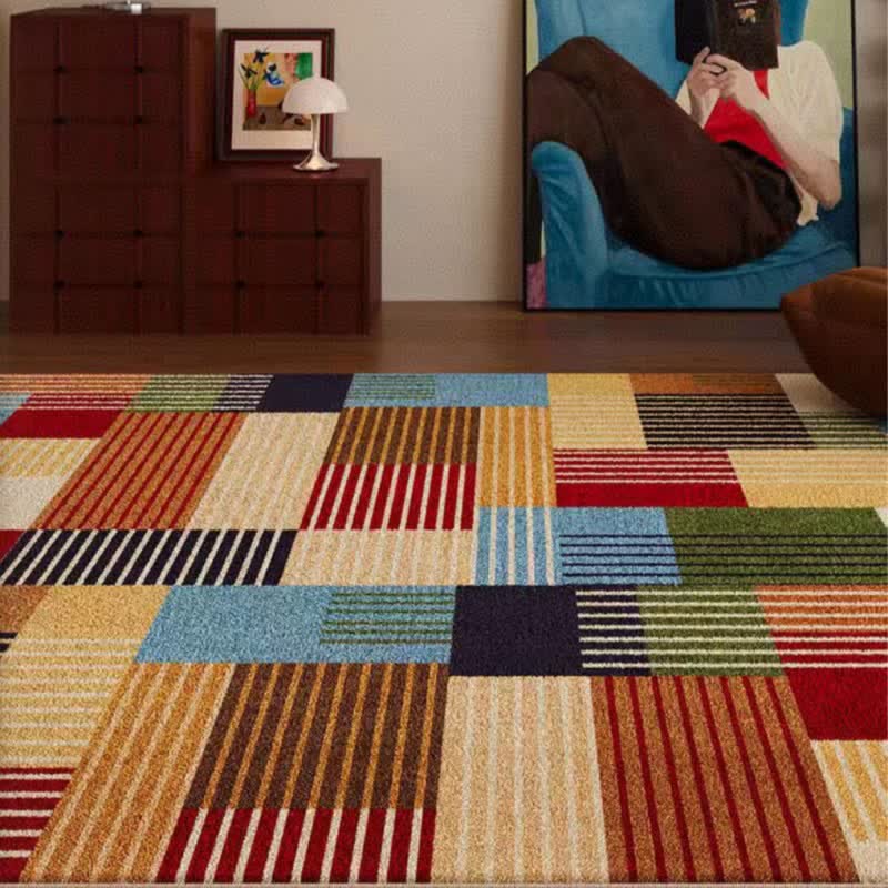 Tapis géométrique patchwork lavable