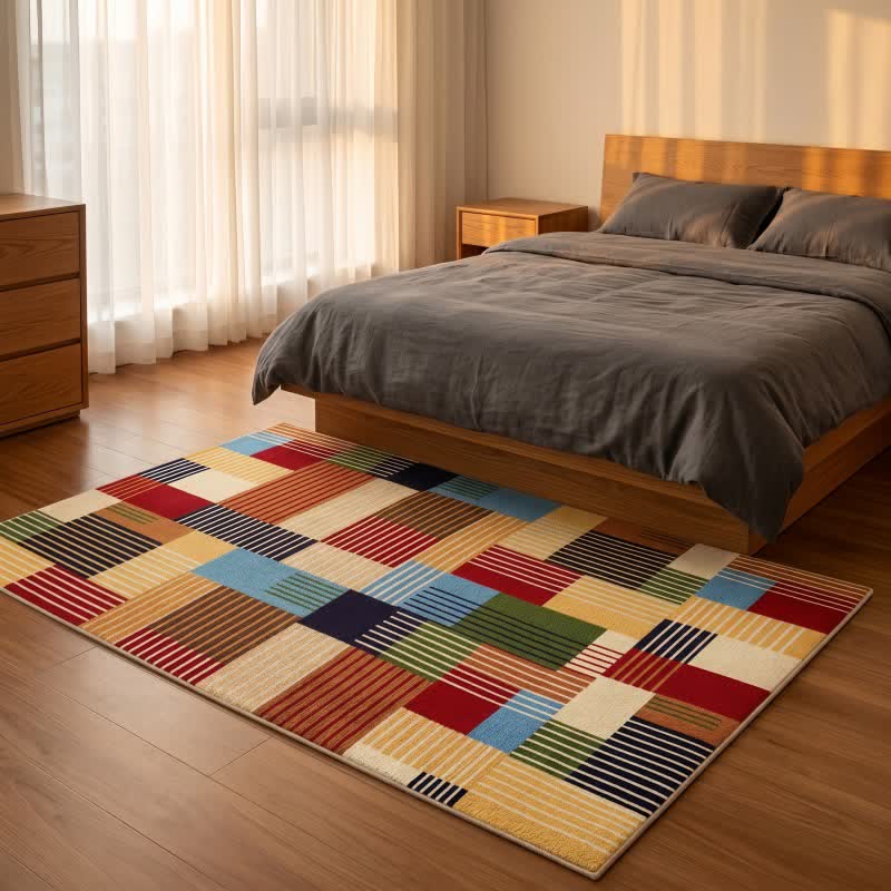 Tapis géométrique patchwork lavable