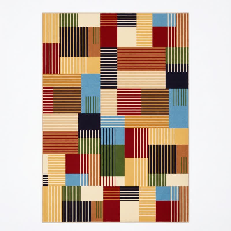 Tapis géométrique patchwork lavable