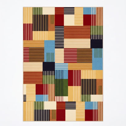 Tapis géométrique patchwork lavable