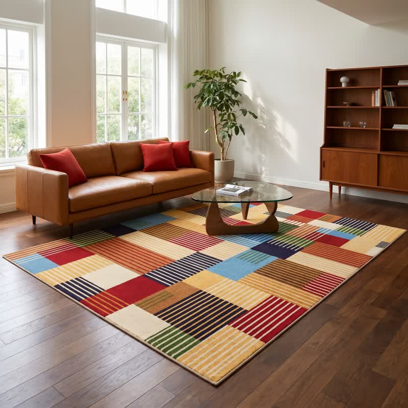 Tapis géométrique patchwork lavable