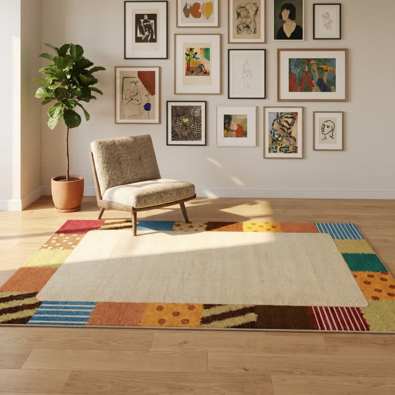 Dywan patchwork z obramowaniem do prania