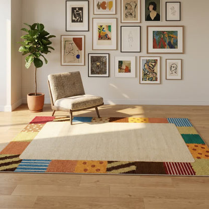 Dywan patchwork z obramowaniem do prania