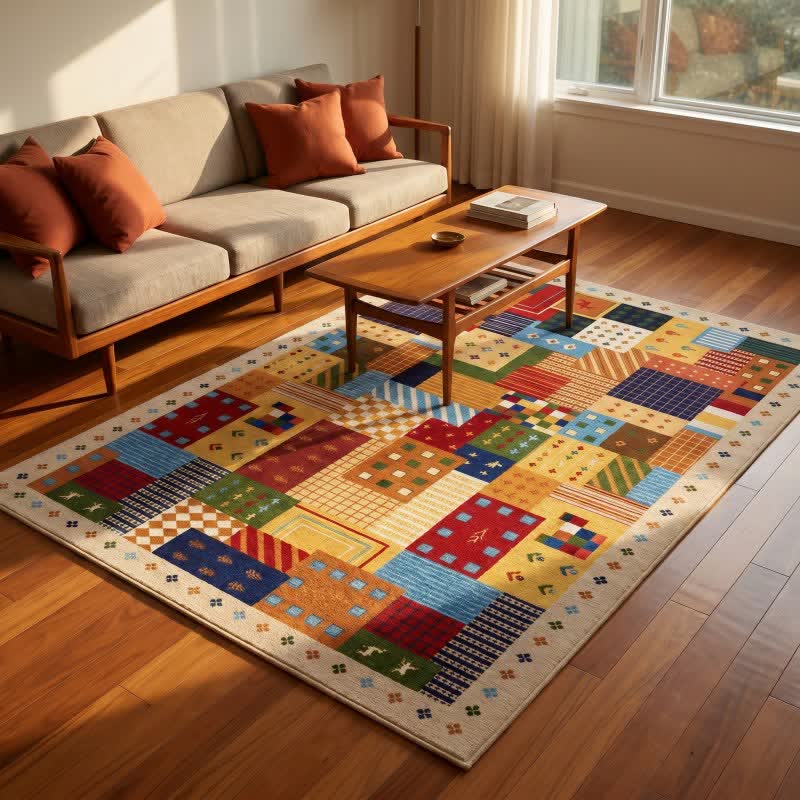 Dywan geometryczny patchwork do prania