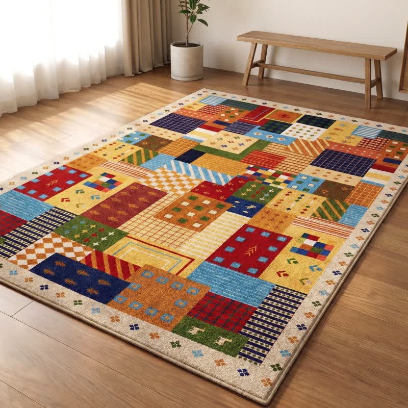 Dywan geometryczny patchwork do prania
