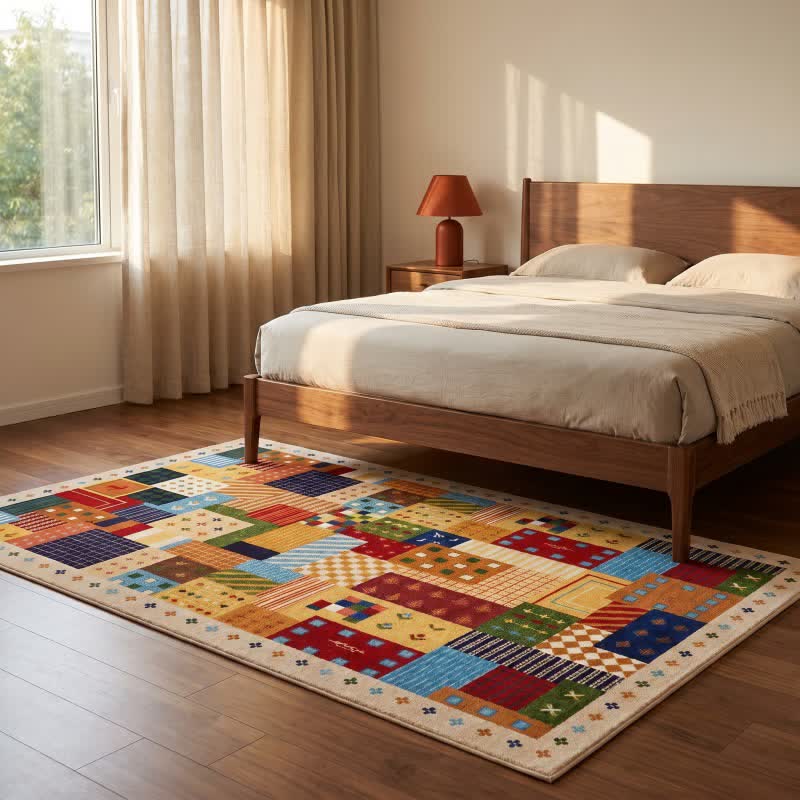 Dywan geometryczny patchwork do prania