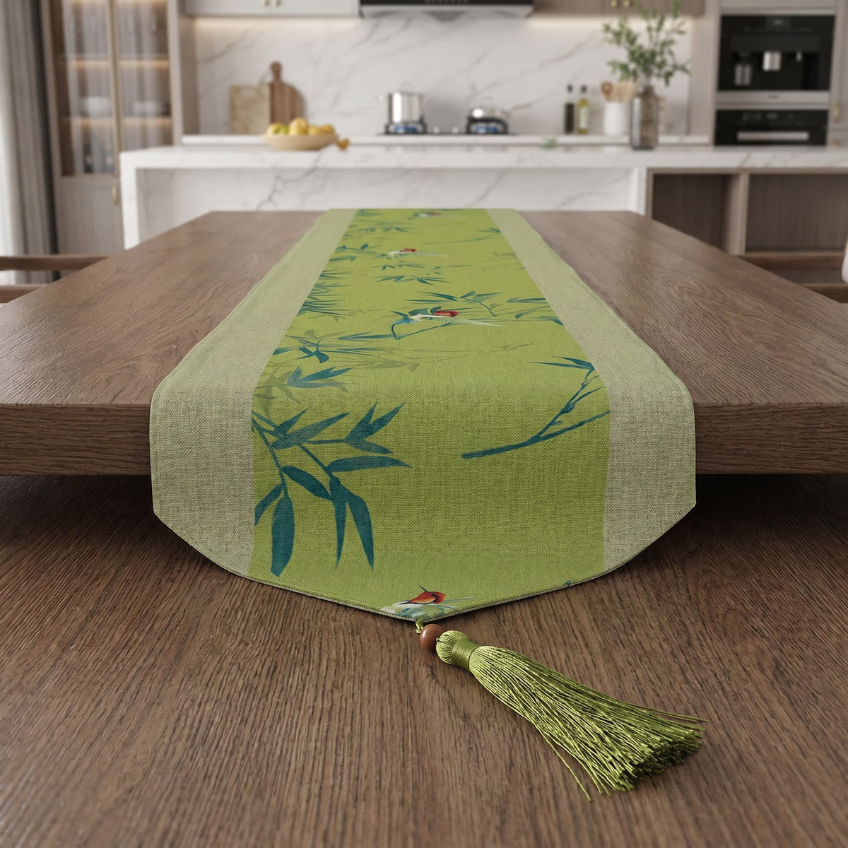 Bamboo and bird table runner