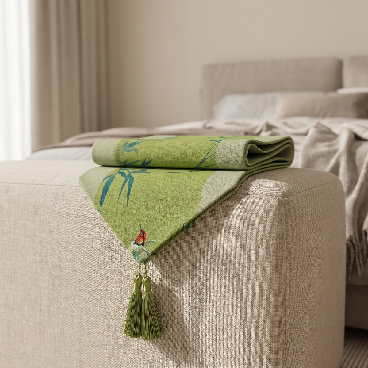 Bamboo and bird table runner