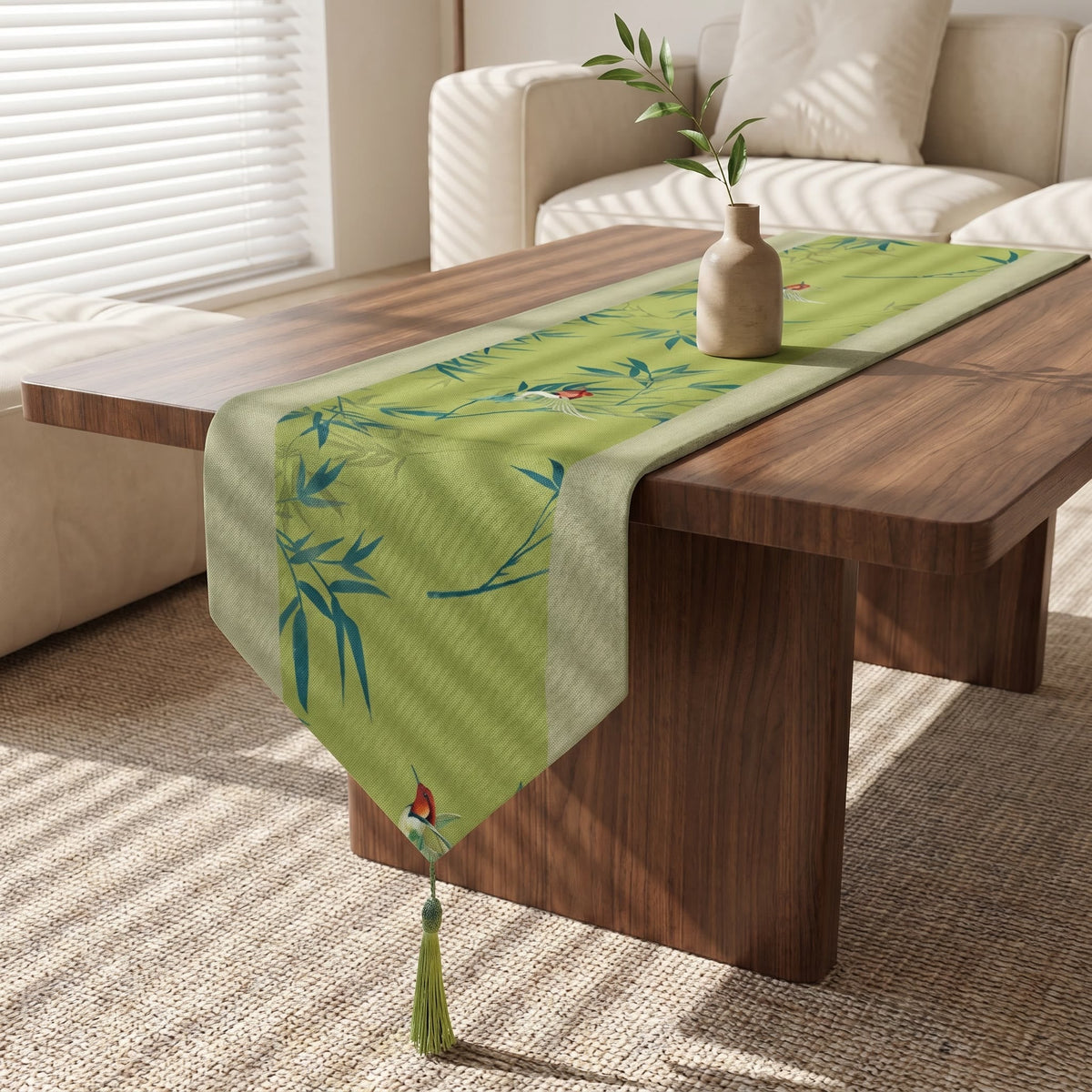 Bamboo and bird table runner