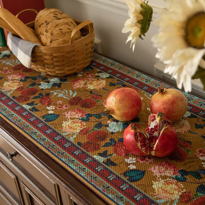 Floral table runner with fringes