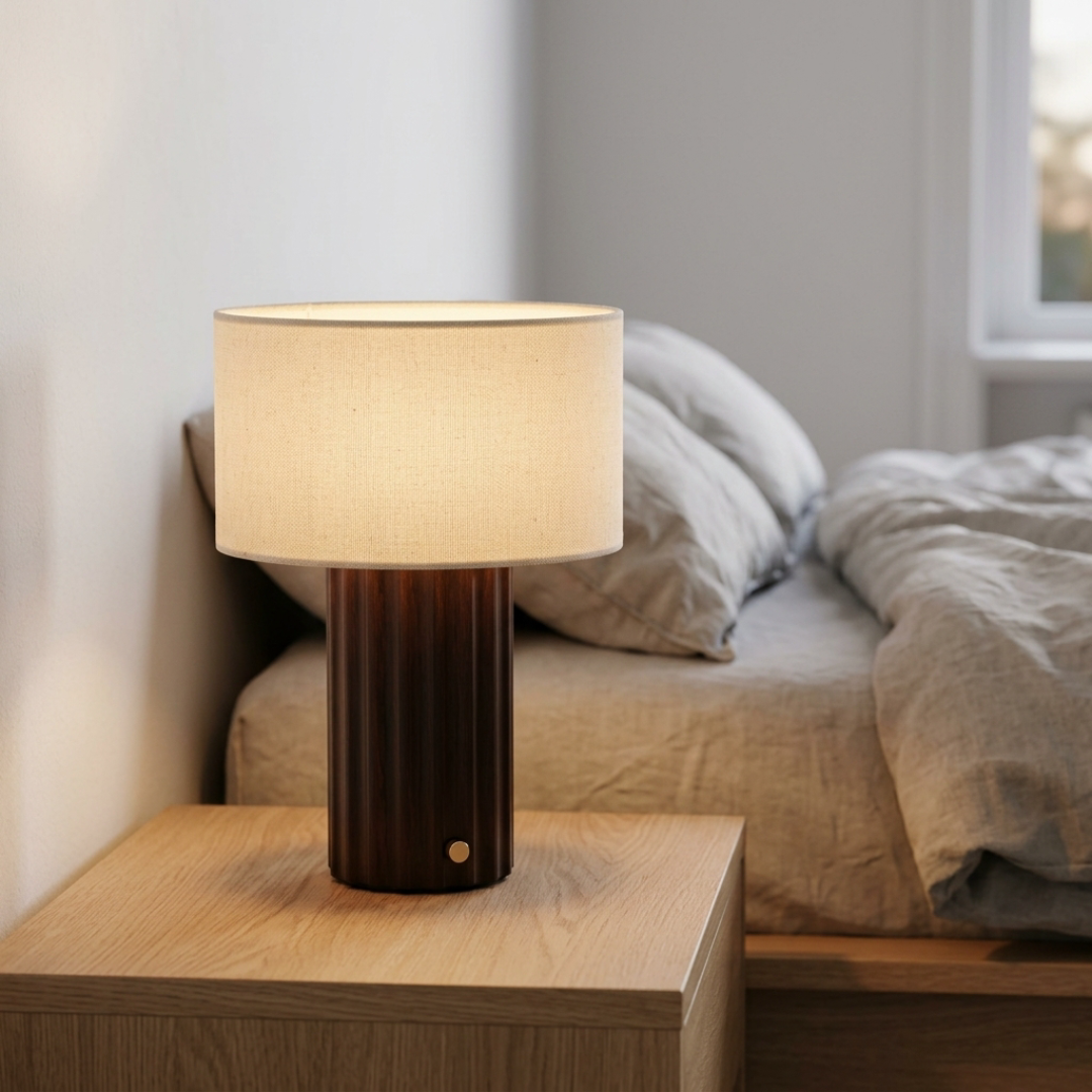 Cordless table lamp with a lampshade