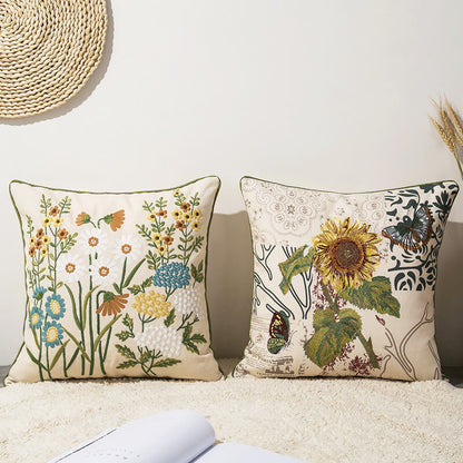 Floral linen pillowcase