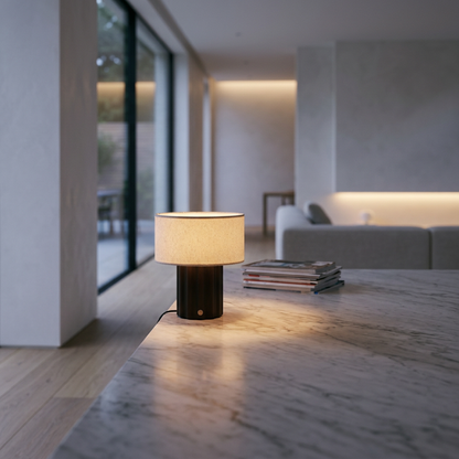 Cordless table lamp with a lampshade