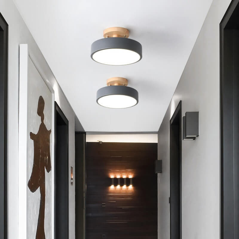 Plafonnier LED avec fixation en bois