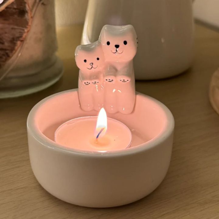 Bougeoir décoratif en forme de chat