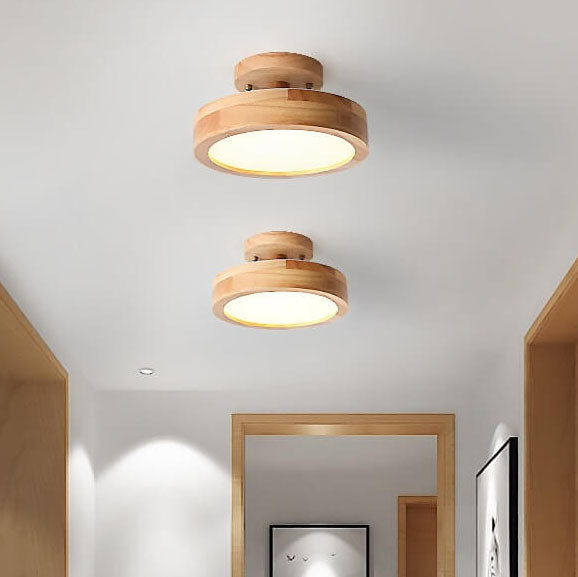 Plafonnier LED avec fixation en bois