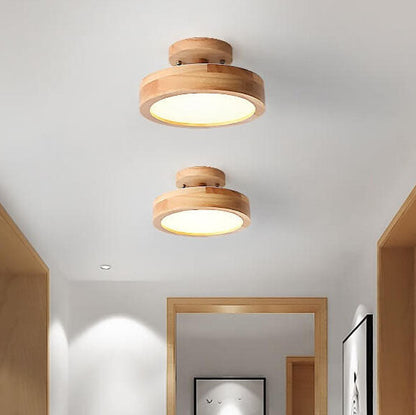 Plafonnier LED avec fixation en bois