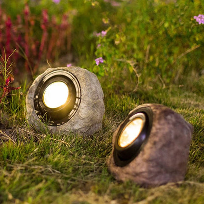 Solar stone-shaped lamp