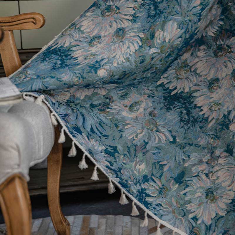 Boho floral curtain with tassels