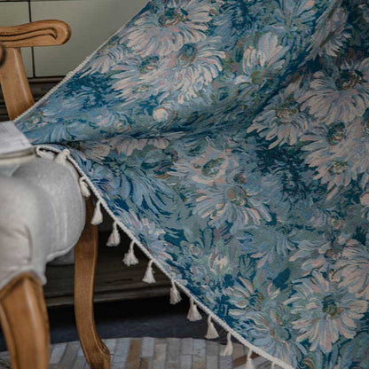 Boho floral curtain with tassels