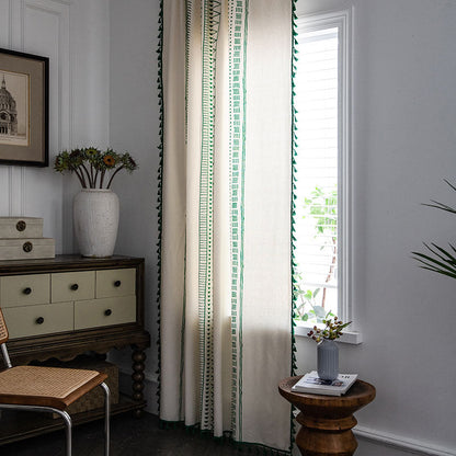 Semi-blackout boho curtain with tassels