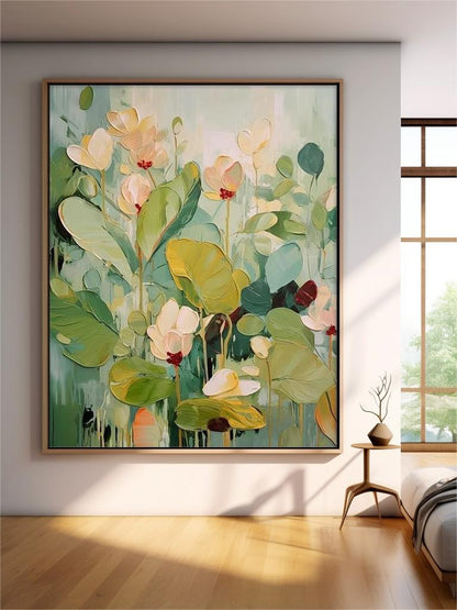 Tableau de fleurs et de feuilles sur toile
