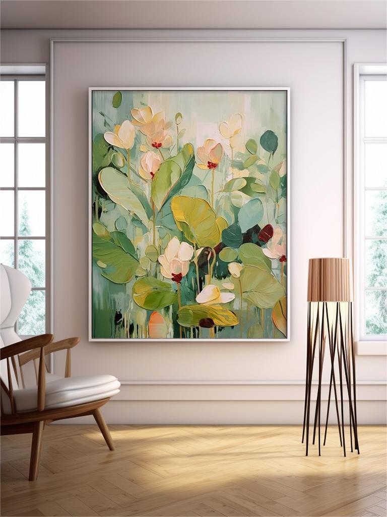 Tableau de fleurs et de feuilles sur toile