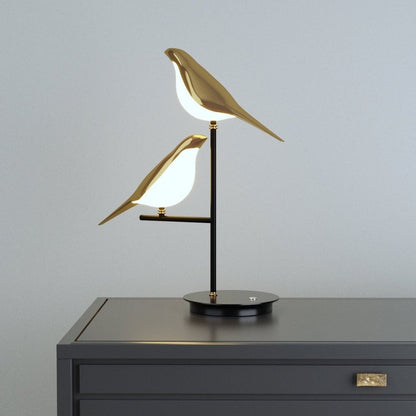 Lampka biurkowa LED z dekoracją ptaka