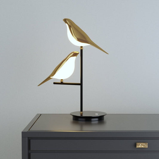 Lampka biurkowa LED z dekoracją ptaka