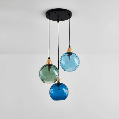 Lampe suspendue triple en verre