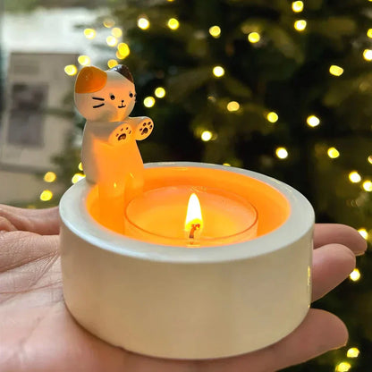 Cat-shaped candle holder