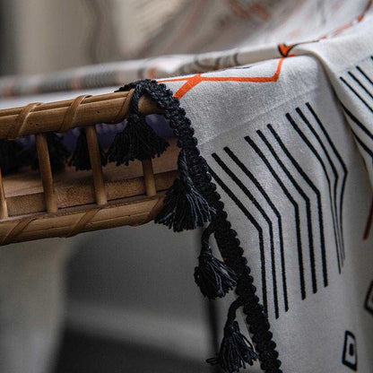Semi-blackout boho curtain with tassels
