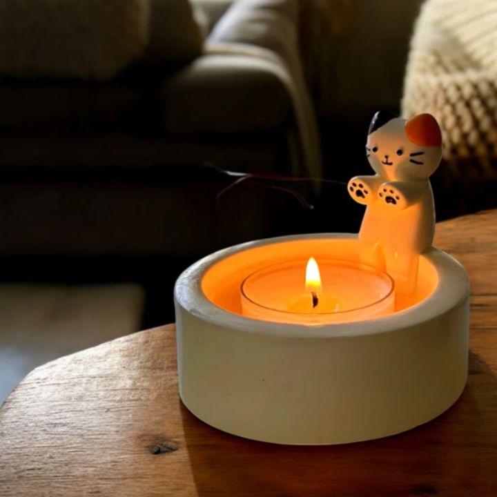 Bougeoir décoratif en forme de chat