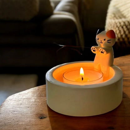 Bougeoir décoratif en forme de chat