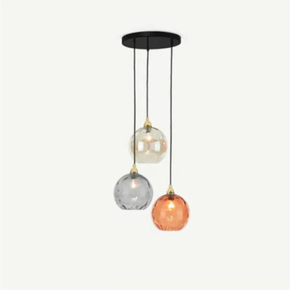 Lampe suspendue triple en verre