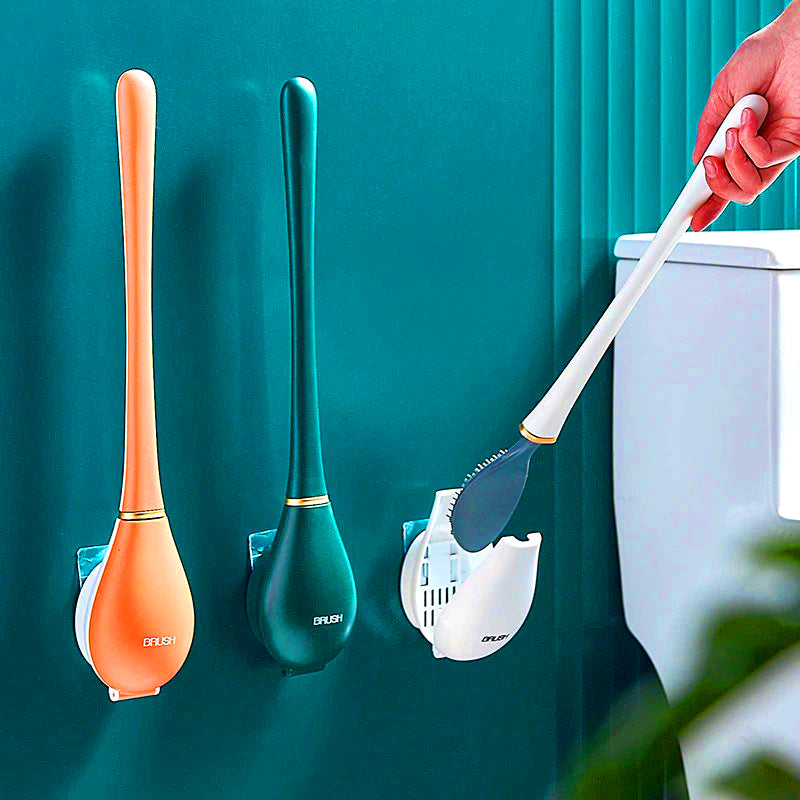 Silicone toilet brush with holder