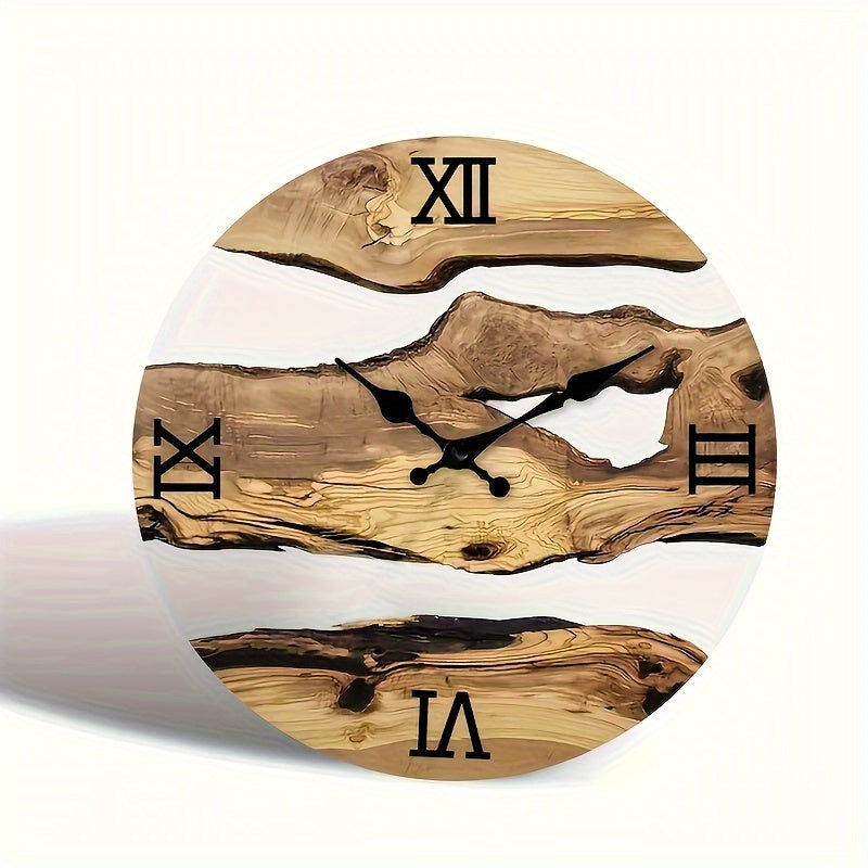 Wooden wall clock with Roman numerals