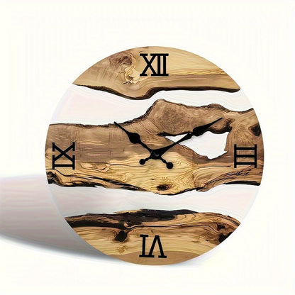 Wooden wall clock with Roman numerals
