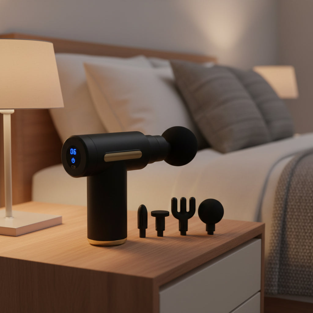 Massage gun with interchangeable attachments