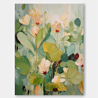 Tableau de fleurs et de feuilles sur toile