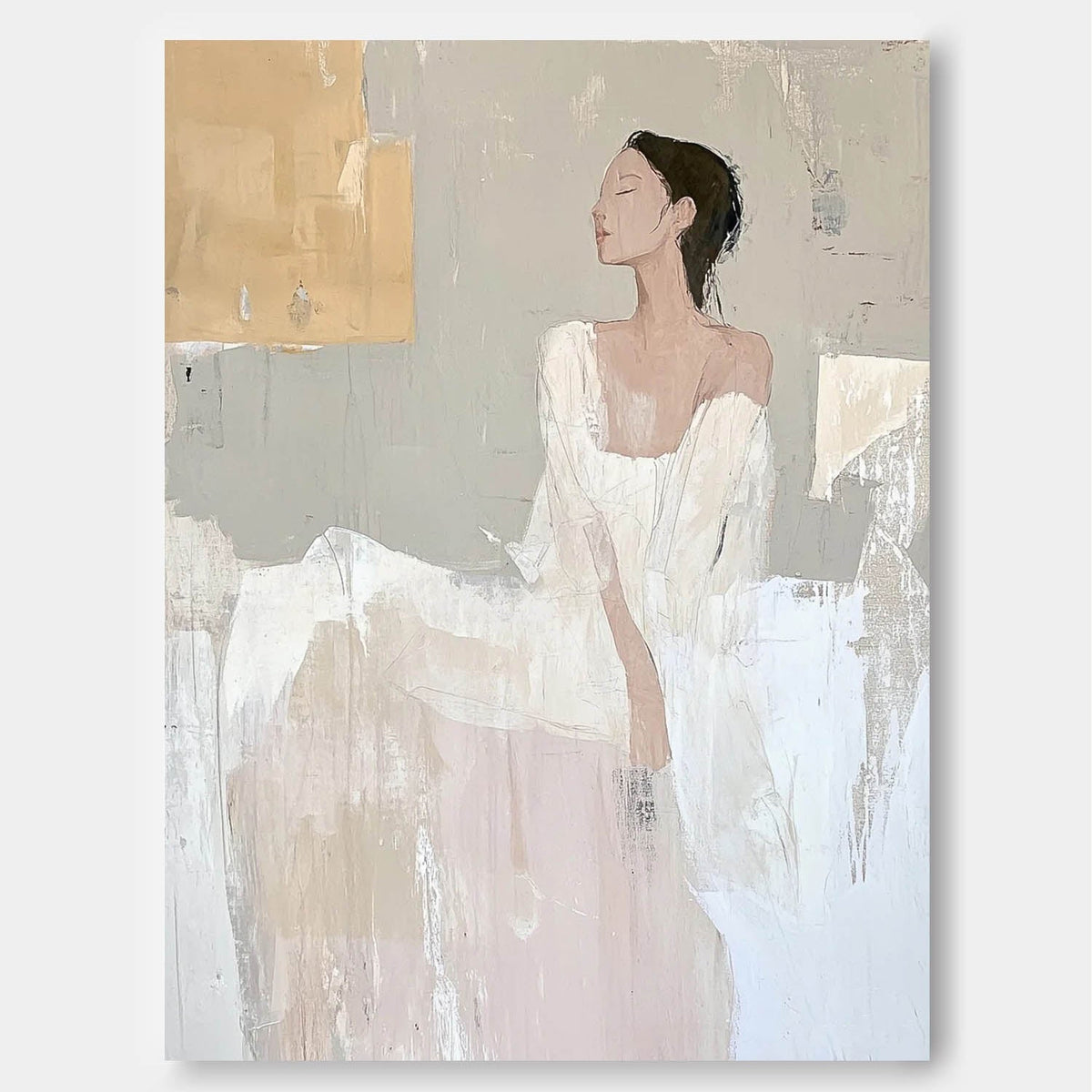 Tableau représentant une femme en blanc