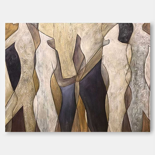 Tableau abstrait avec des personnages