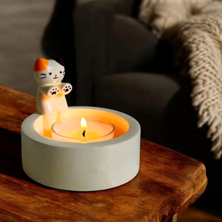 Bougeoir décoratif en forme de chat