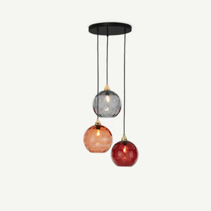 Lampe suspendue triple en verre