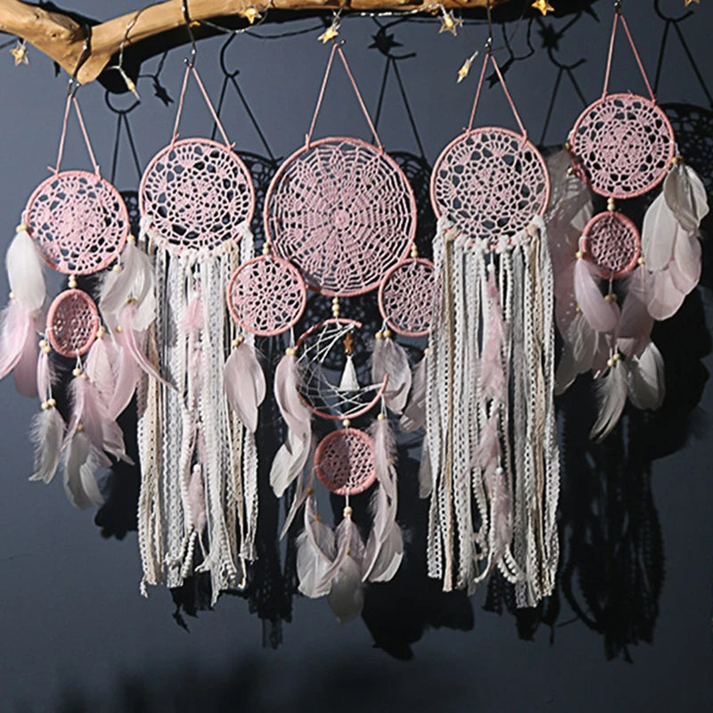 Capteurs de rêves en macramé avec lune (5 pièces)