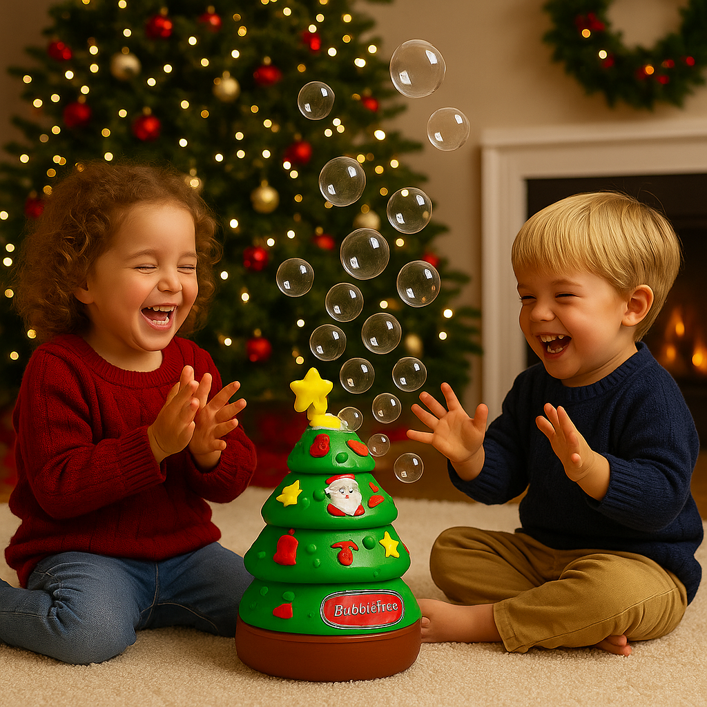 Christmas tree with soap bubbles