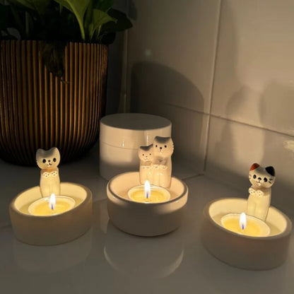 Bougeoir décoratif en forme de chat