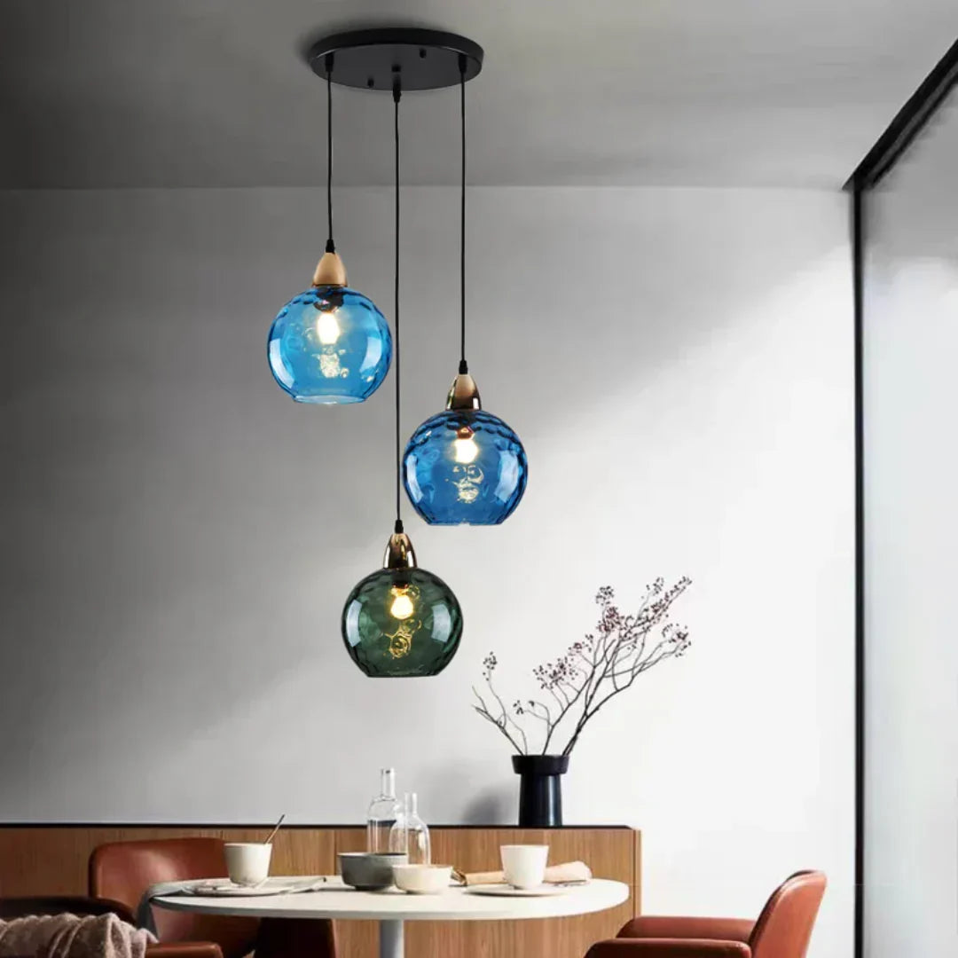 Lampe suspendue triple en verre