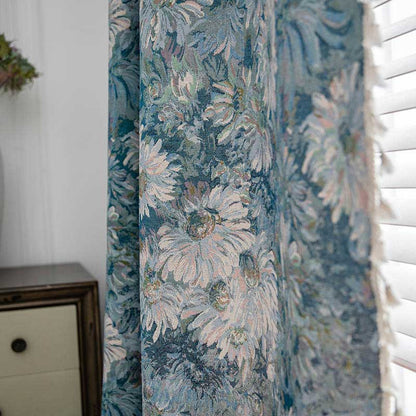 Boho floral curtain with tassels